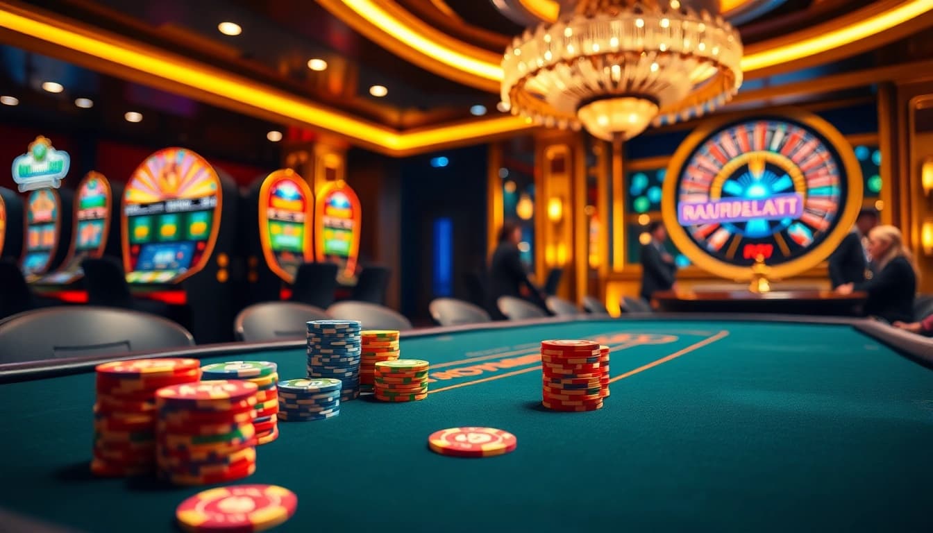 Nohu90 casino environment showcasing poker table, chips, and online gameplay excitement.