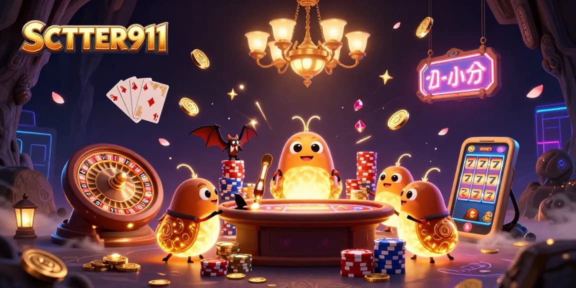 Experience exciting gameplay at SCATTER911 with vibrant glowworms lighting up a casino scene.
