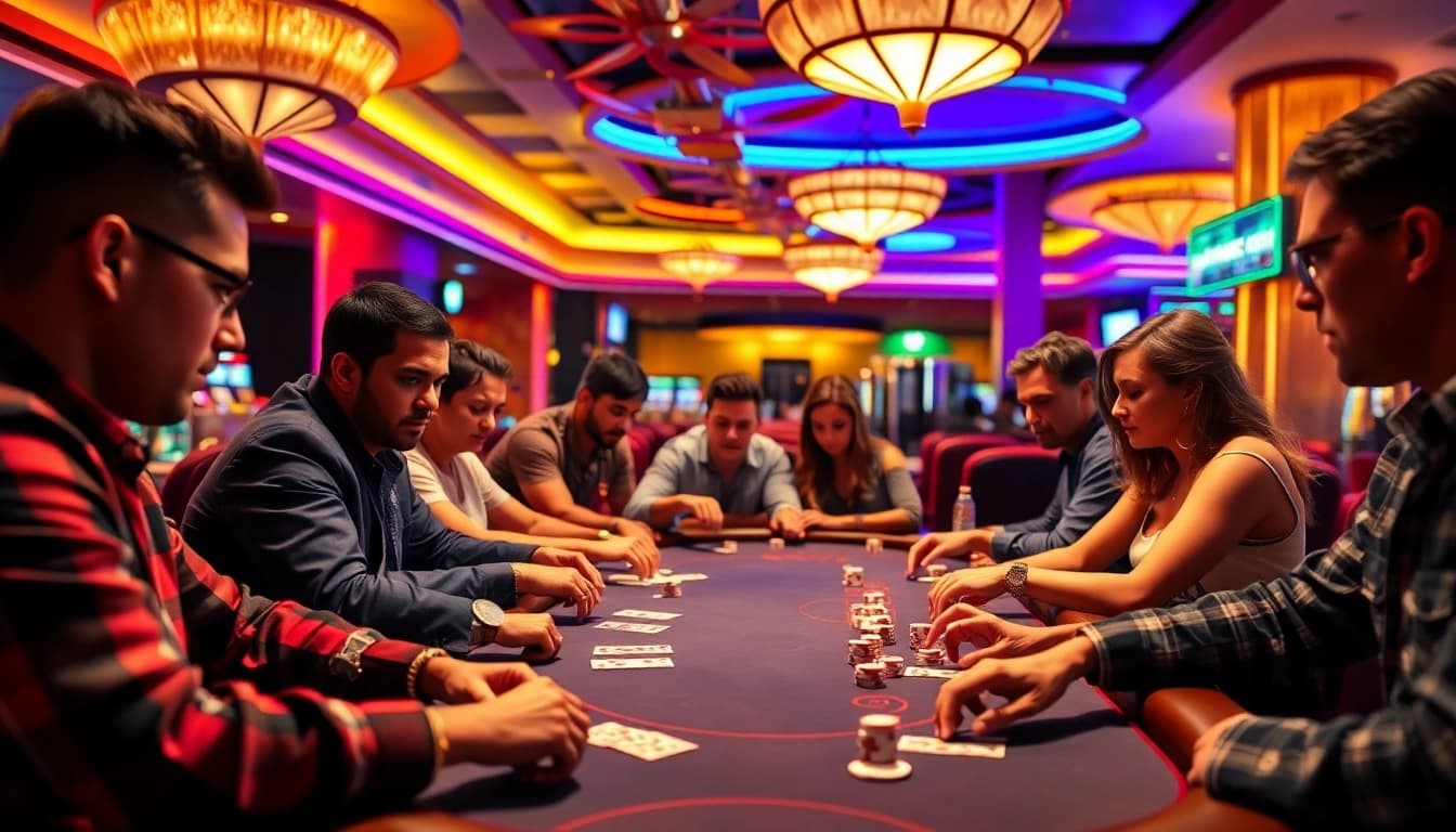 Menang di poker dengan toko56, pemain bersemangat di meja kasino yang hidup.