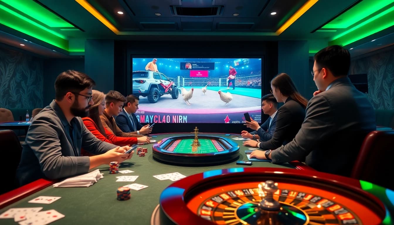 Experience xem đá gà campuchia trực tiếp with high-stakes action at a vibrant live casino scene.