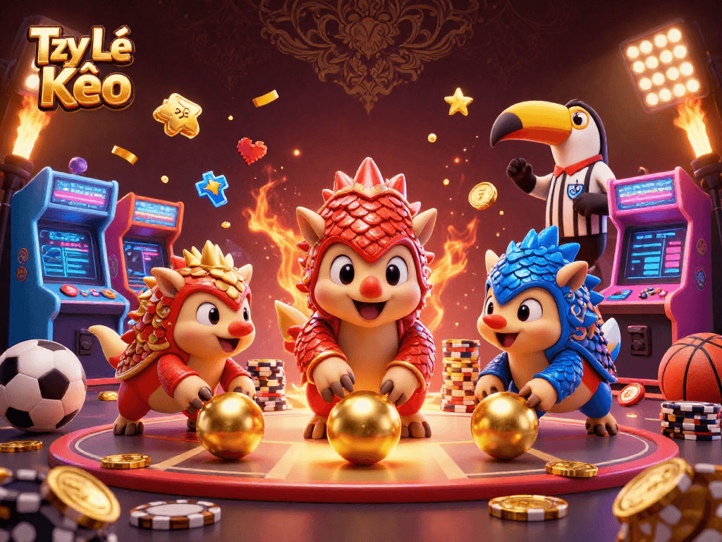Tỷ Lệ Kèo ignites excitement with animated pangolins bowling through vibrant casino chips.