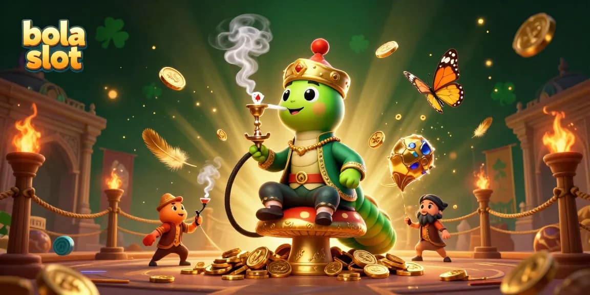 Experience excitement with bola slot games amidst a vibrant casino scene featuring unique characters and elements.