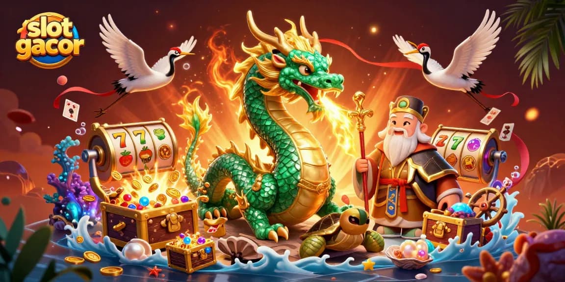 Win big with slot gacor as the jade dragon breathes fire, surrounded by treasure and luck.