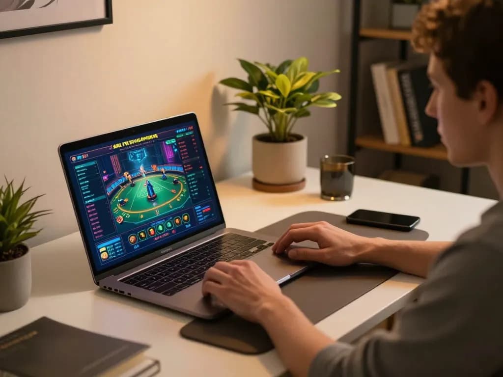 Engaging user placing bets at kebab menu within an upscale online gambling setup