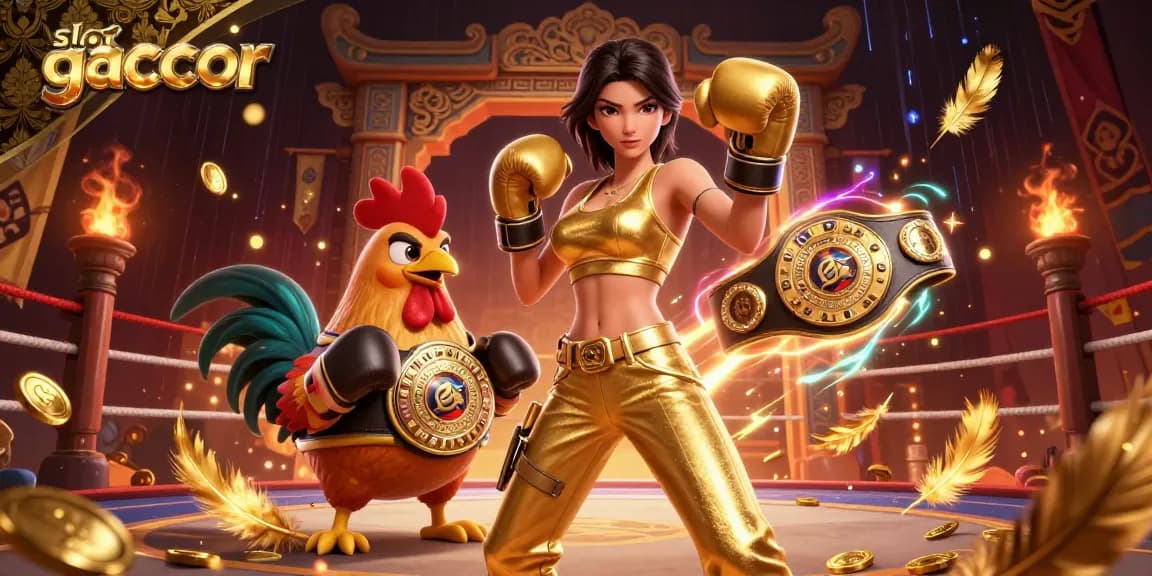 Experience winning thrills with slot gacor in an energetic casino battle illustration.