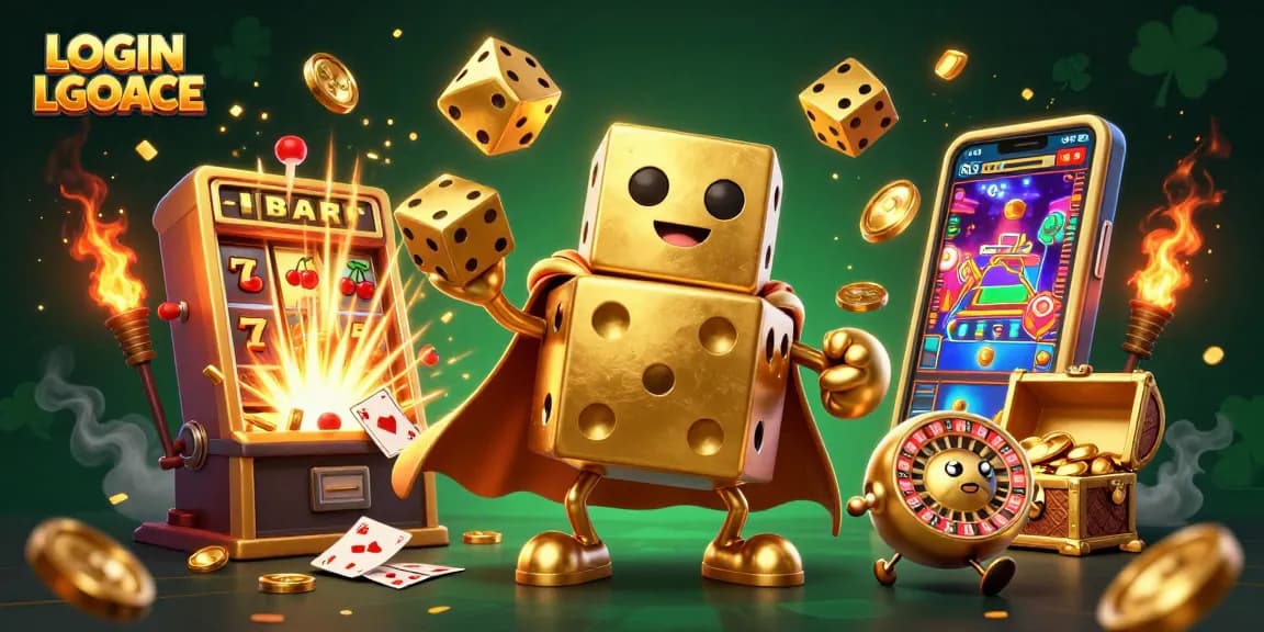 Experience LOGIN LGOACE through animated characters and vibrant casino elements in a thrilling jackpot scene.