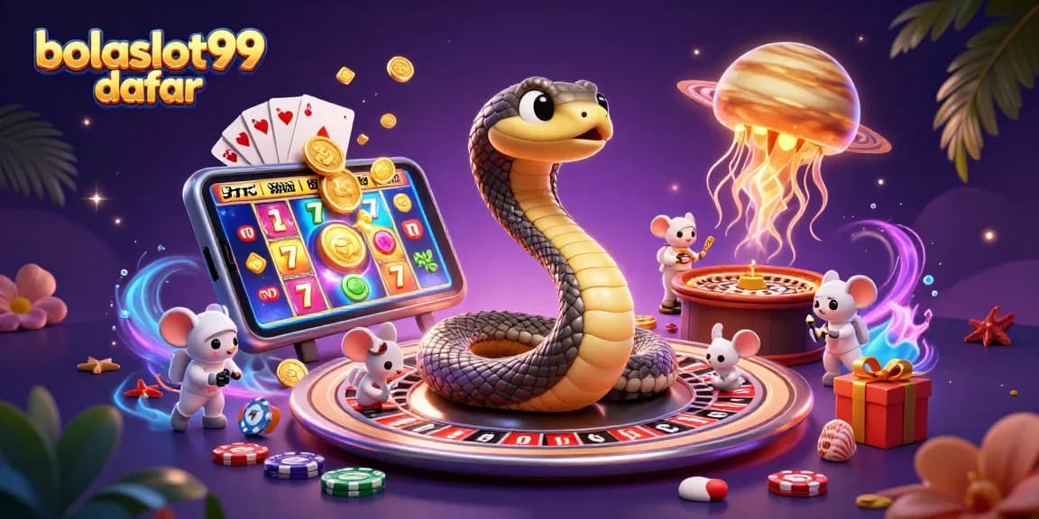 Bets placed on a cosmic roulette scene featuring bolaslot99 daftar with a 3D Saturn snake and golden jellyfish dealer.