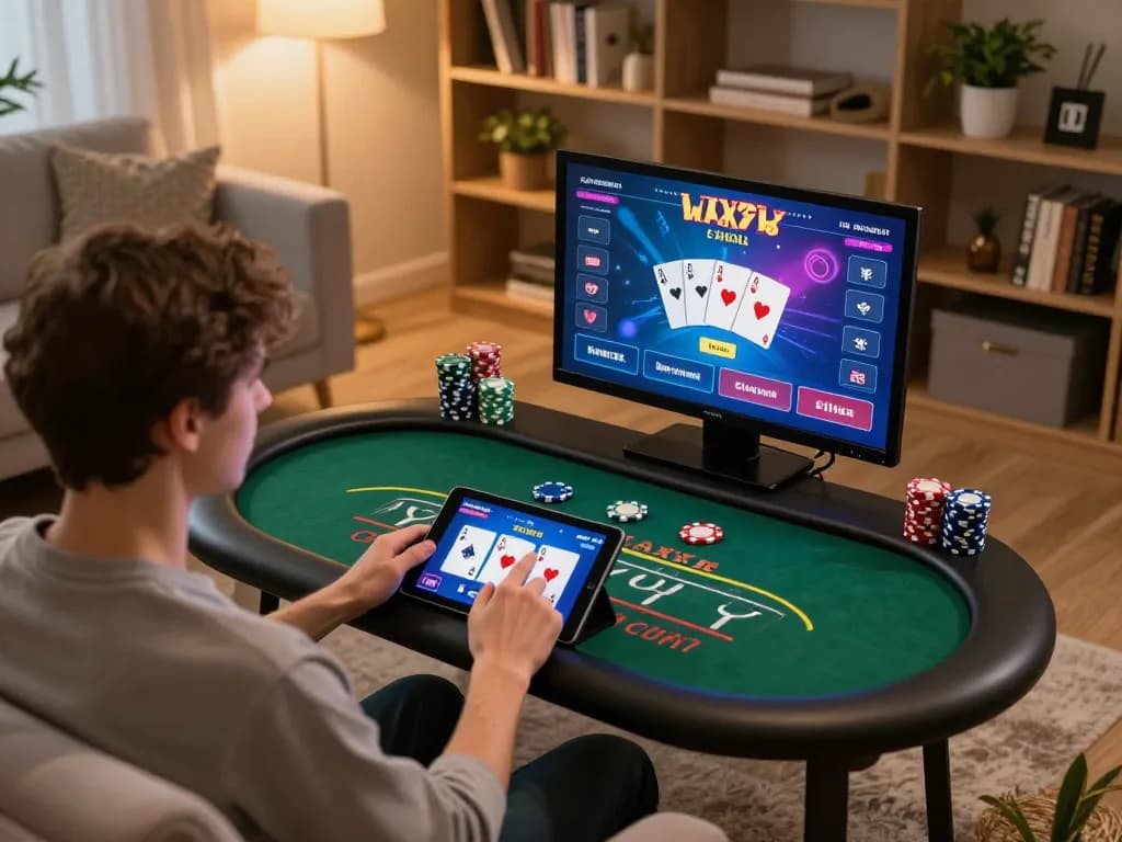 Engaging in poker gameplay on UG88 link from the comfort of home with a tablet