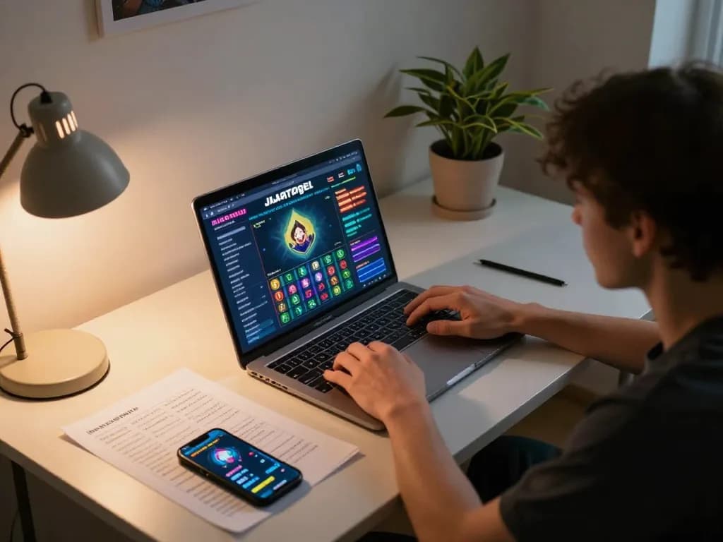 Bergabung dalam sesi Jalatogel online dengan laptop yang menampilkan opsi taruhan dalam suasana yang nyaman