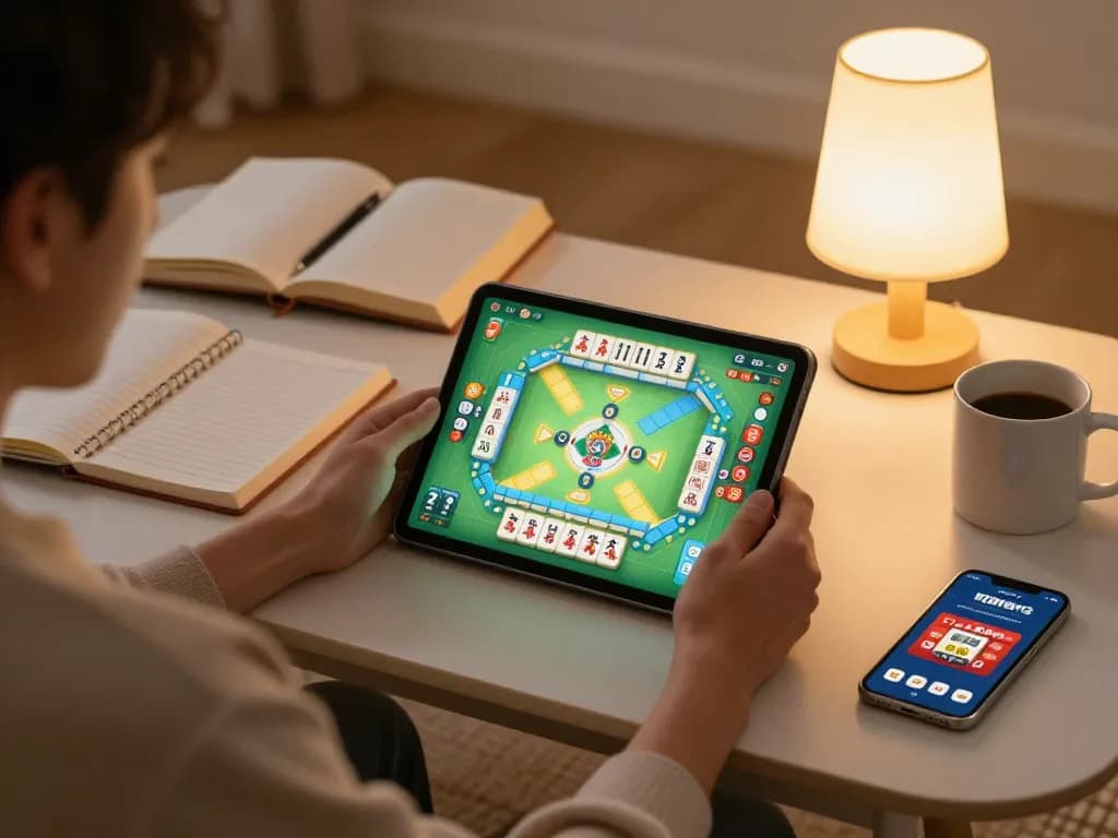 Pemain merencanakan mahjong ways 2 pola menang malam selama sesi permainan santai di malam hari