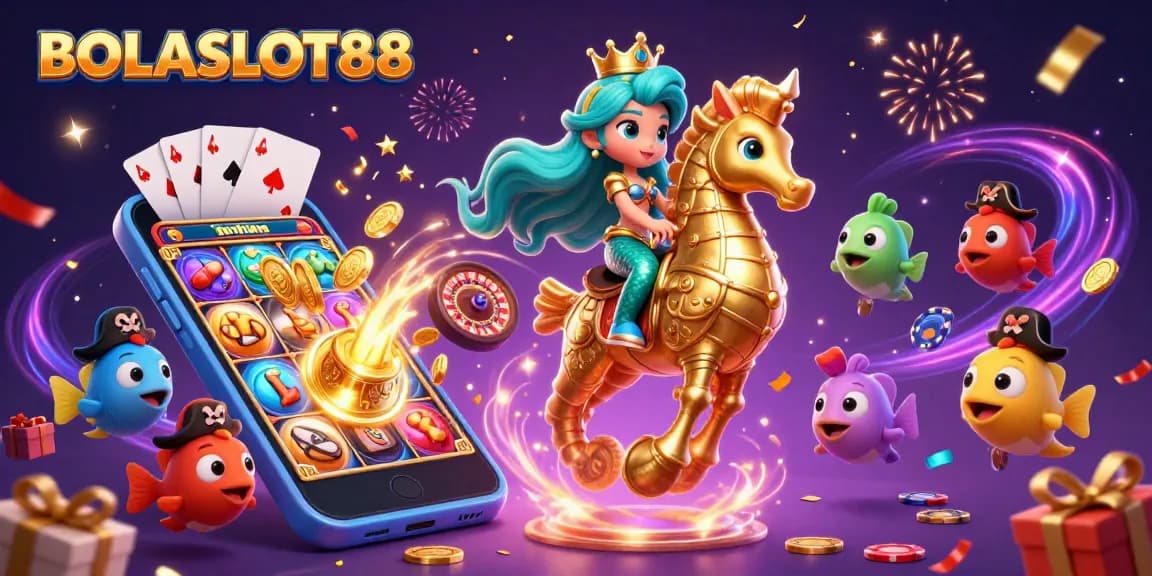 BOLASLOT88 menampilkan ilustrasi 3D dengan putri duyung, kuda laut emas, dan permainan slot memukau, siap memberi pengalaman perjudian yang mengesankan.