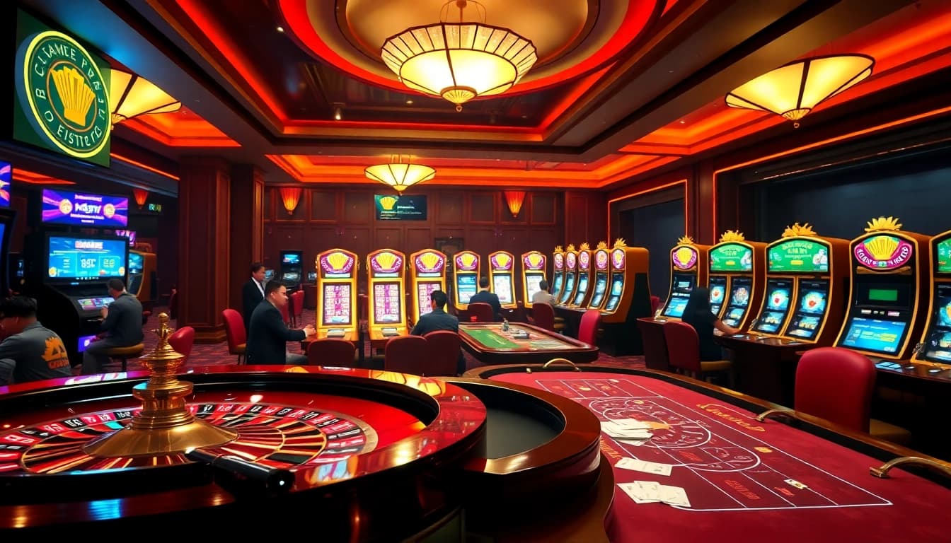 Players enjoying an exhilarating go99 online casino experience with roulette and slot machines.