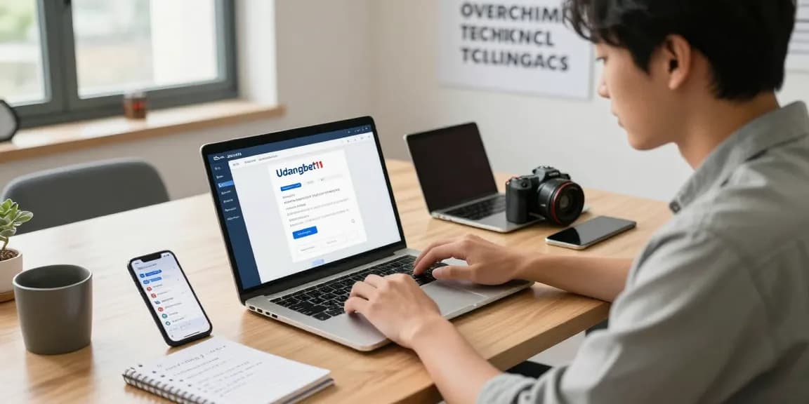 Aplikasi Udangbet11 di dalam ruangan modern, pengguna mengatasi masalah login dan gangguan aplikasi dengan fokus.
