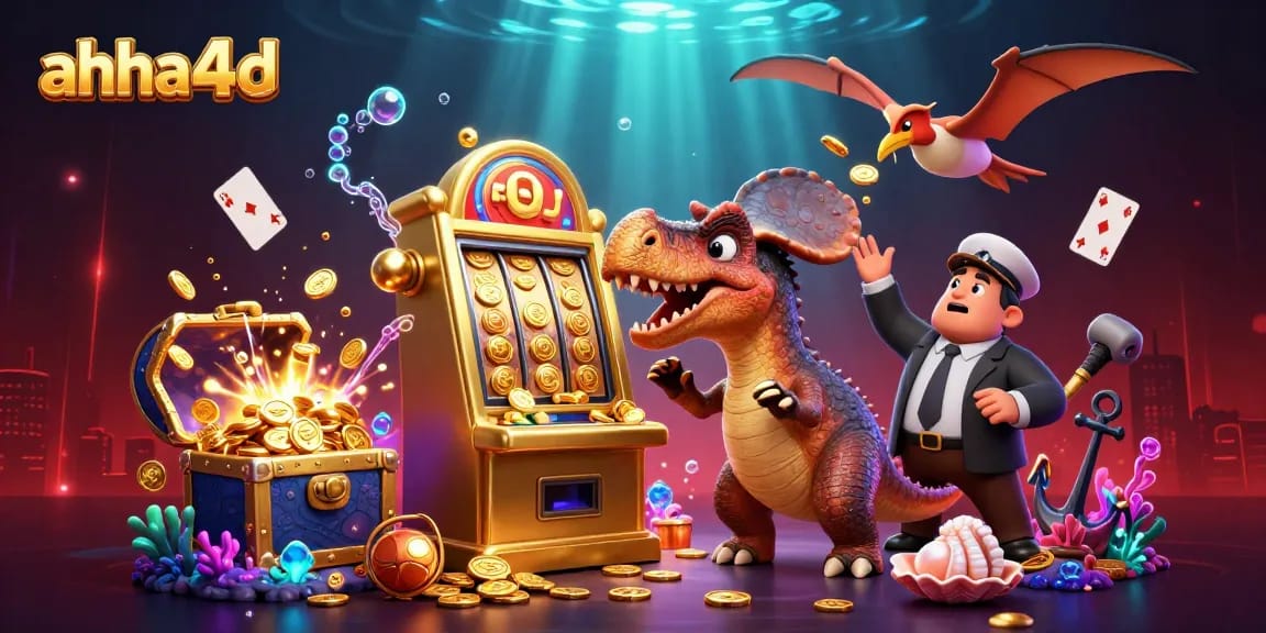 ahha4d platform features pachycephalosaurus winning big at the slot machine, capturing the excitement of gaming.