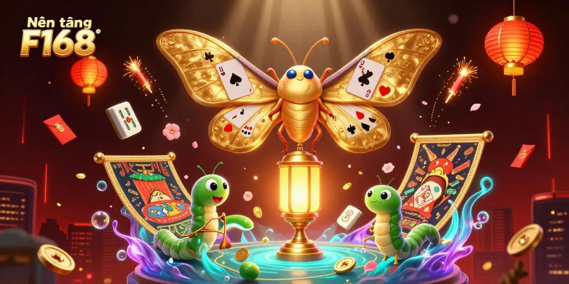 Nền tảng F168 showcases a vibrant online casino experience with dynamic casino elements.