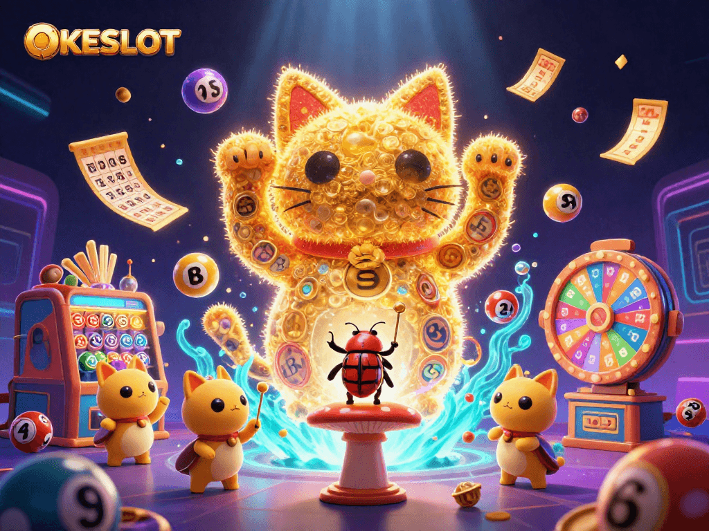 Mainkan permainan slot di OKESLOT dengan suasana penuh keberuntungan dan elemen menarik.