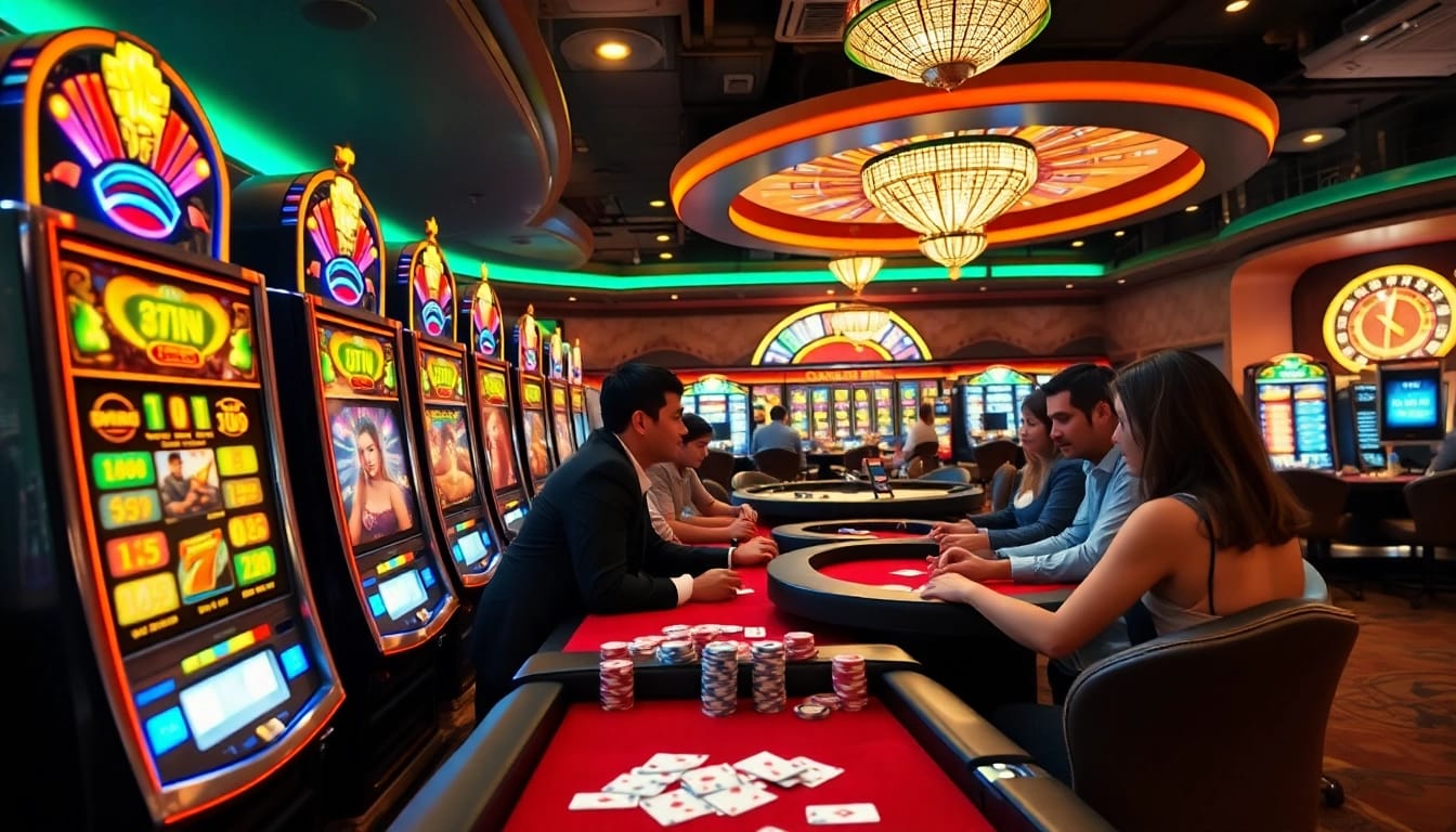 Experience the thrill of gambling with link slot pakai pulsa at engaging slot machines in a luxurious casino.