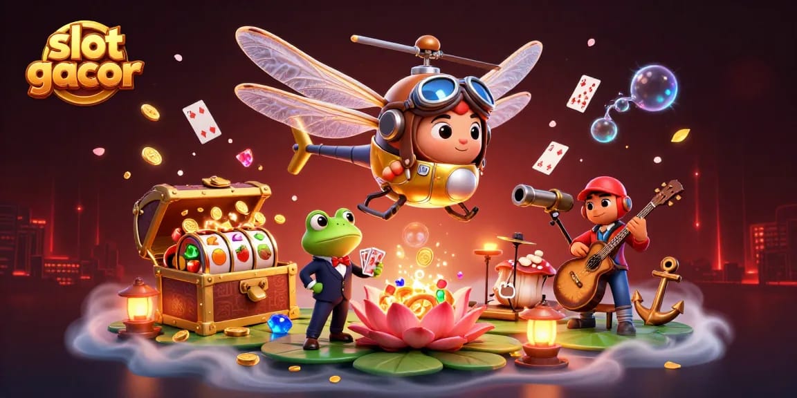 Experience the thrill of slot gacor with vibrant 3D characters and elements in a captivating casino scene.