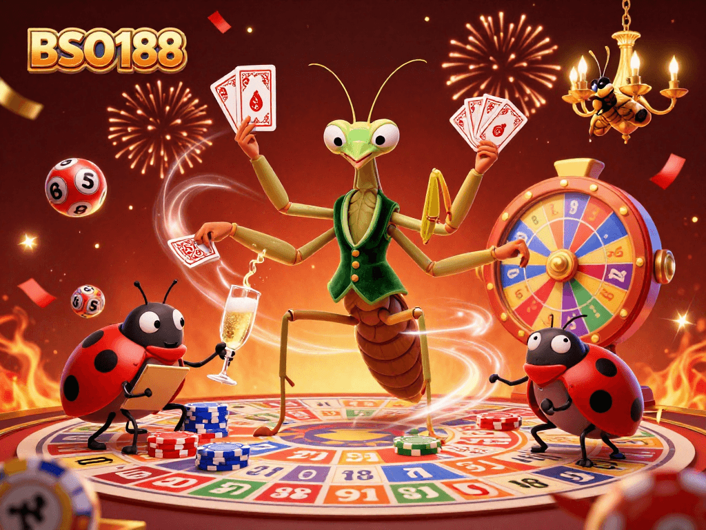 Engage in thrilling moments at BSO188 with vibrant lottery scenes featuring dynamic characters and celebrations.