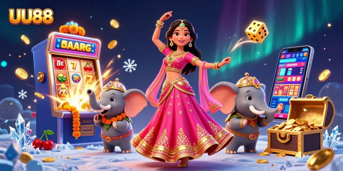 Experience the excitement of UU88 casino with vibrant characters and dynamic gambling visuals.