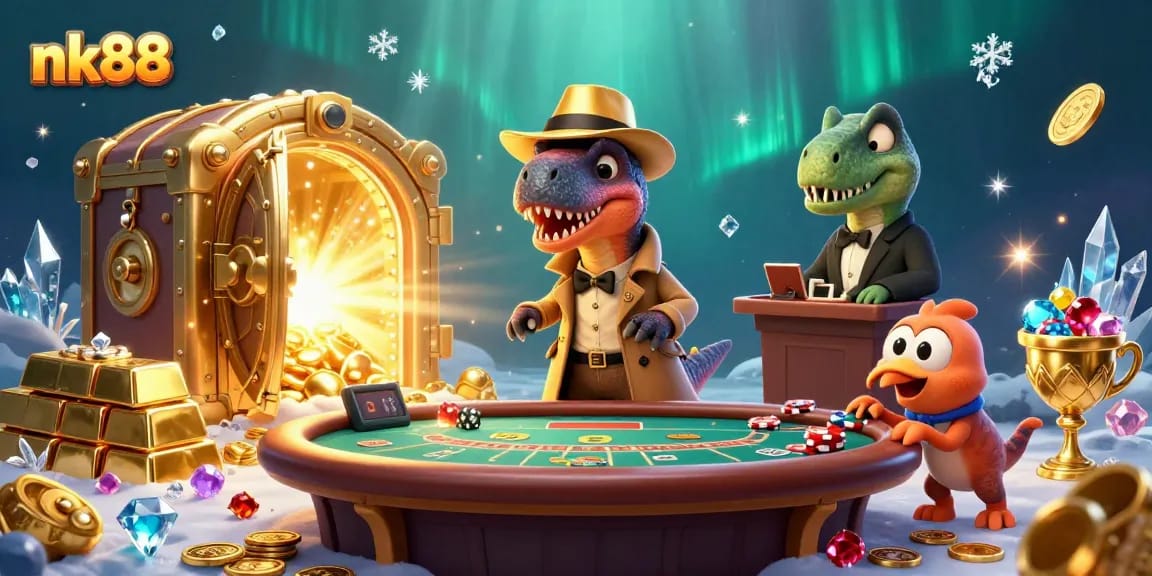 Play exciting blackjack at nk88, where a clever velociraptor card counter tries his luck.
