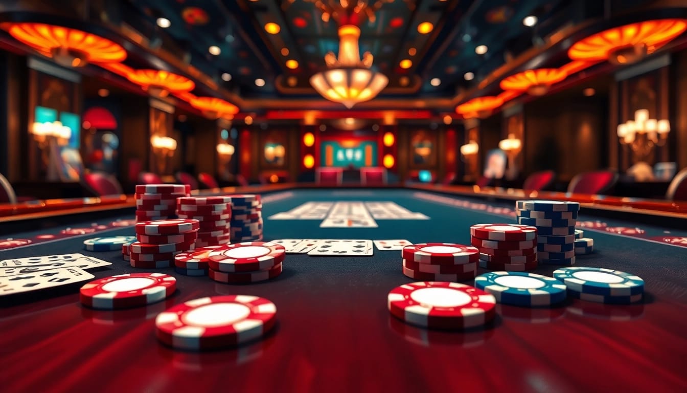 Menangkan permainan buntogel dengan kartu dan chip kasino yang berkilau.