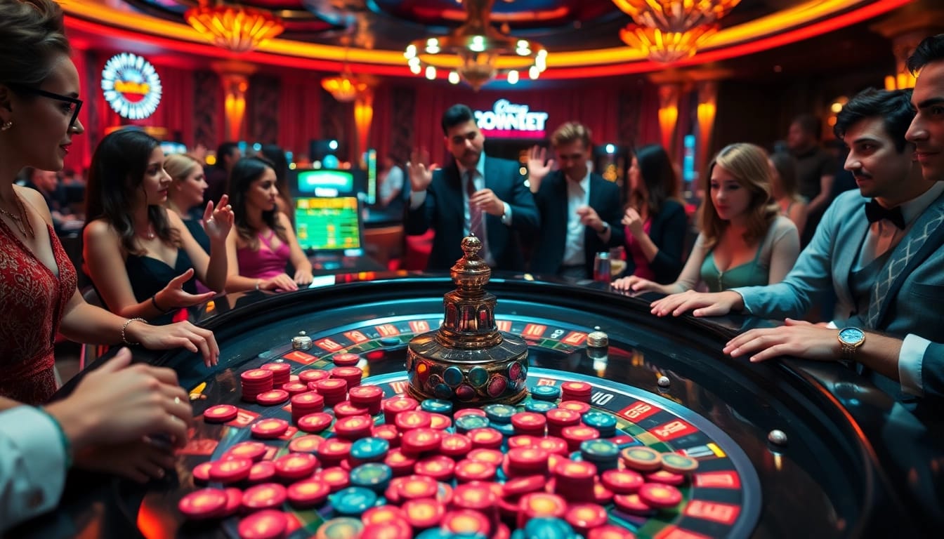 tkp188 terlibat dalam permainan roulette casino dengan suasana yang energik dan menarik.