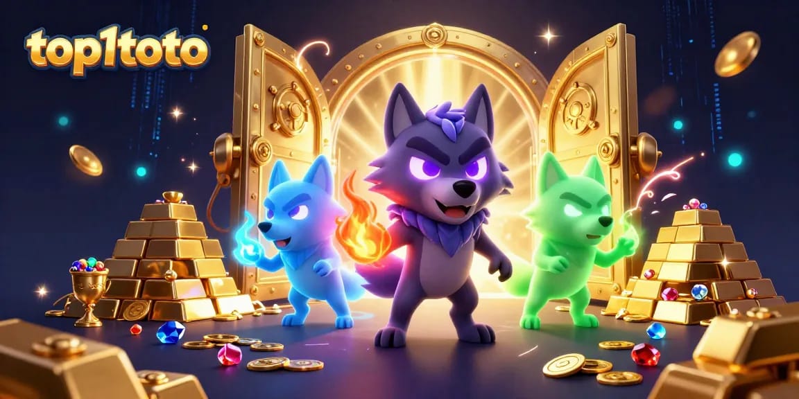 Experience the thrill at top1toto with ghostly wolves and treasures in a vibrant casino scene.