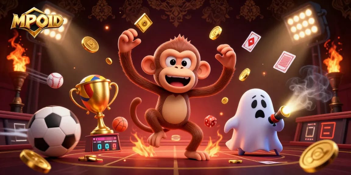 Engage in dynamic gameplay with MPOID, showcasing a lively casino scene with playful elements.