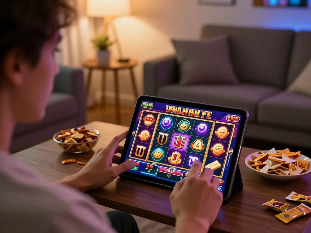 Terlibat dalam slot gacor gampang menang dengan permainan online yang menarik di tablet dalam suasana rumah yang nyaman.