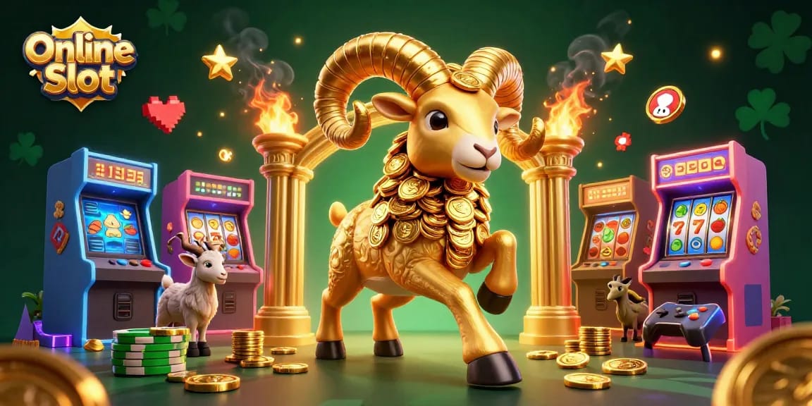 Engage with the vibrant action of Online Slots at a dazzling casino, featuring dynamic slot reels and rich gold visuals.