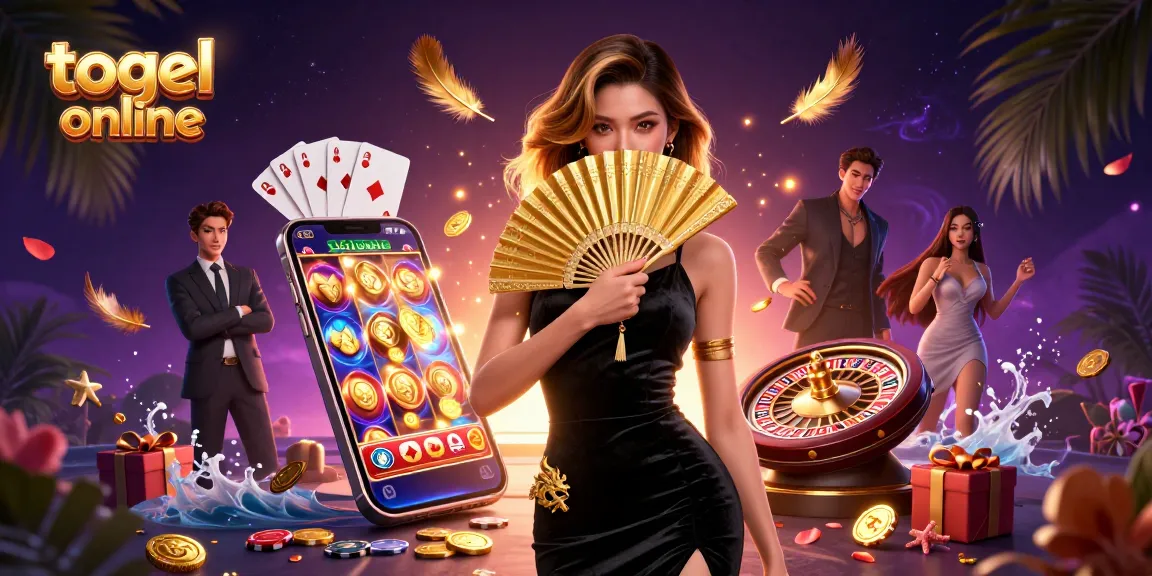 Experience the excitement of togel online with captivating visuals and dynamic game elements in this promotional illustration.