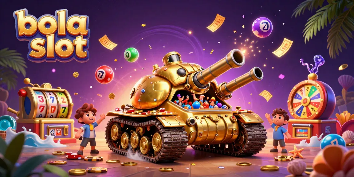 Experience the excitement of bola slot with a vibrant casino-themed 3D illustration showcasing dynamic game elements.