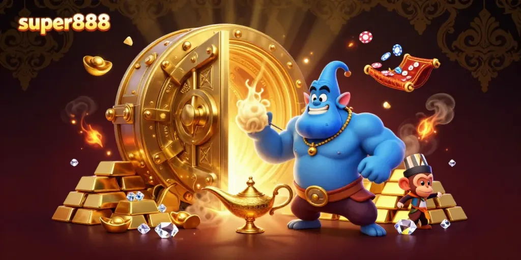Menangkan keberuntungan di super888 dengan slot menggiurkan dan genie yang mengeluarkan kekayaan.