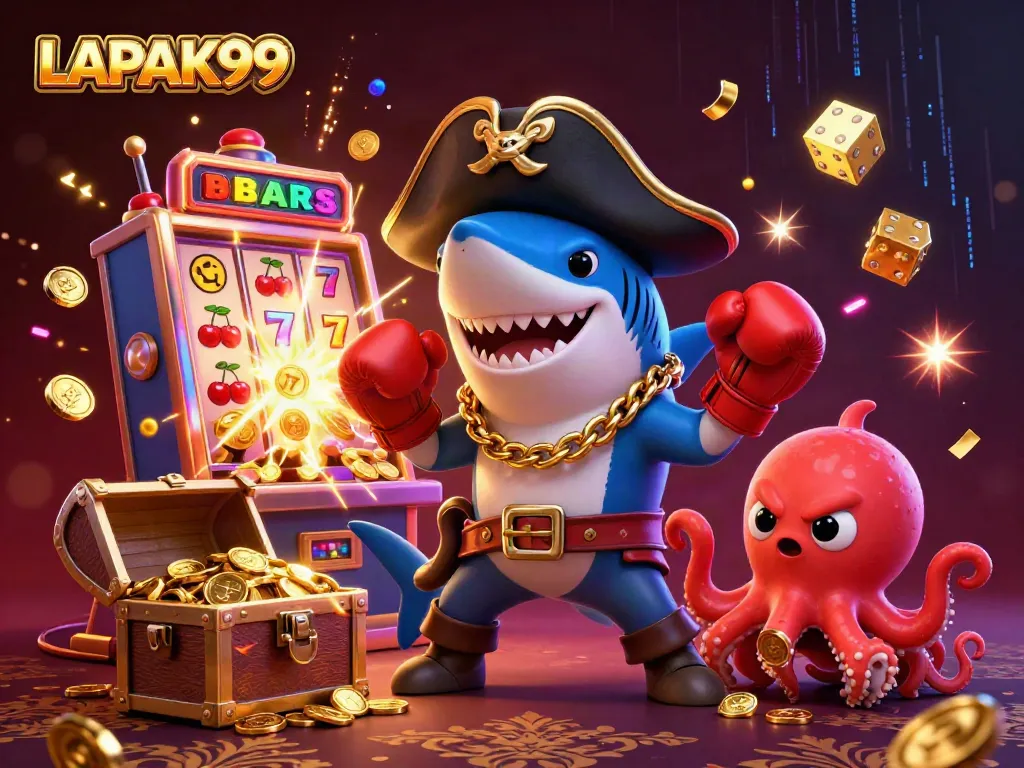 LAPAK99 celebrates thrilling casino experiences with animated characters and vibrant gambling elements.