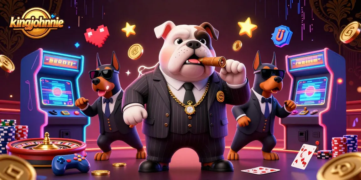 Join the action at kingjohnnie with a mafia bulldog and Doberman bodyguards in this thrilling casino scene.