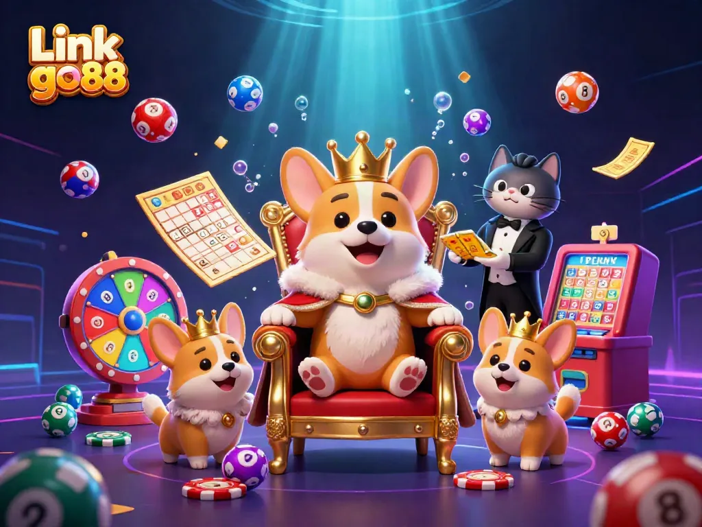 Experience exciting wins with Link go88 in a vibrant 3D casino scene featuring characters and game elements.