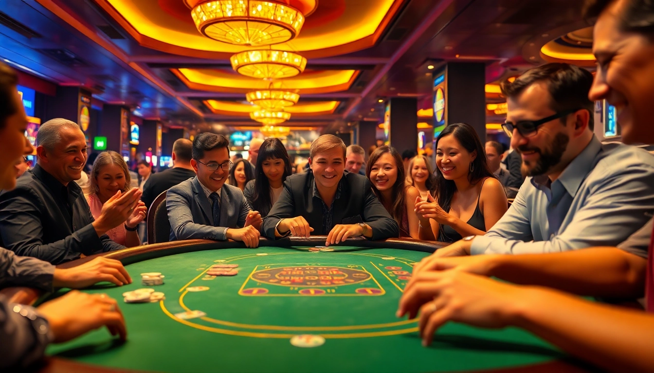 Miko69 game table with players enjoying a vibrant casino atmosphere in Indonesia.