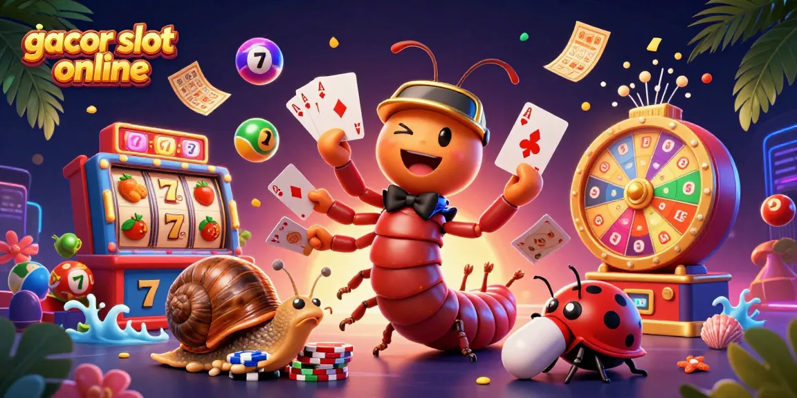 Experience excitement with gacor slot online as quirky characters and dynamic elements simulate a vibrant casino scene.