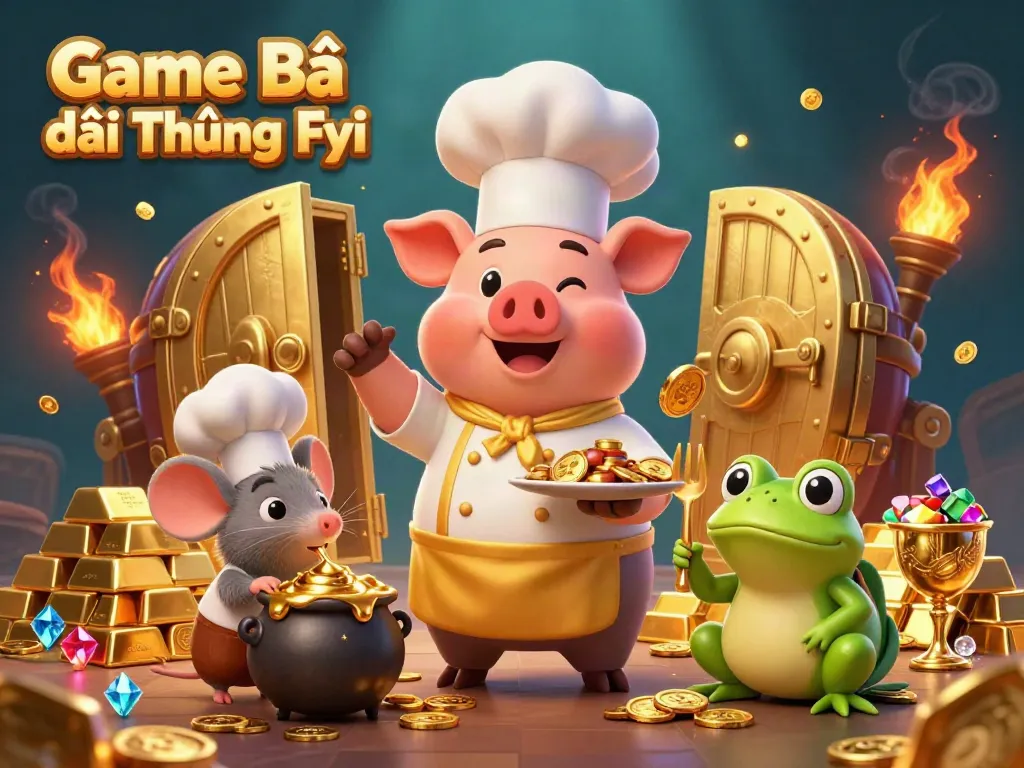Experience the dynamic energy of Game Bài Đổi Thưởng Fyi with gold coins and vibrant casino elements in a playful illustration.