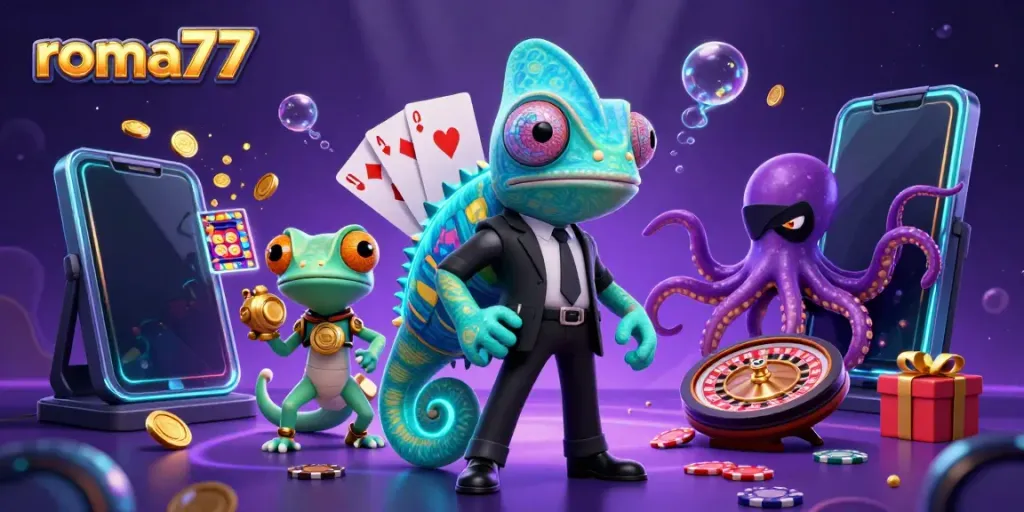 Rasakan sensasi bermain slot di roma77 dengan ilustrasi 3D semua karakter bertema kasino.