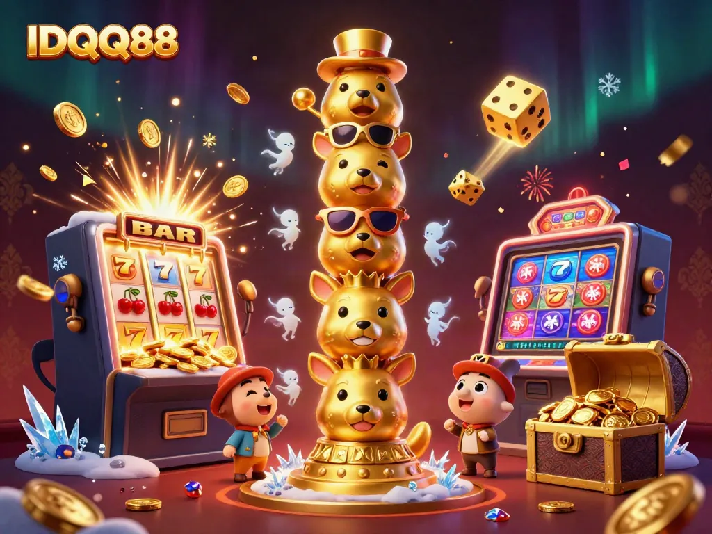 Experience thrilling adventures with IDQQ88, featuring a golden totem and dynamic casino elements.