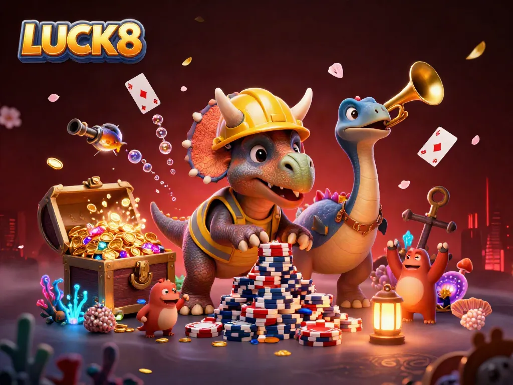 LUCK8 brings excitement to the online gambling experience with vibrant, celebratory 3D characters.