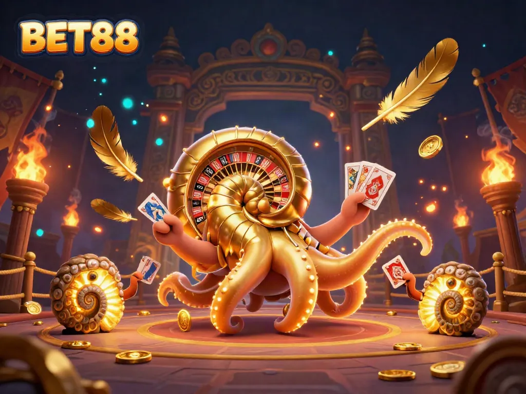 Experience thrilling gameplay at BET88 with a vibrant 3D casino scene filled with excitement.