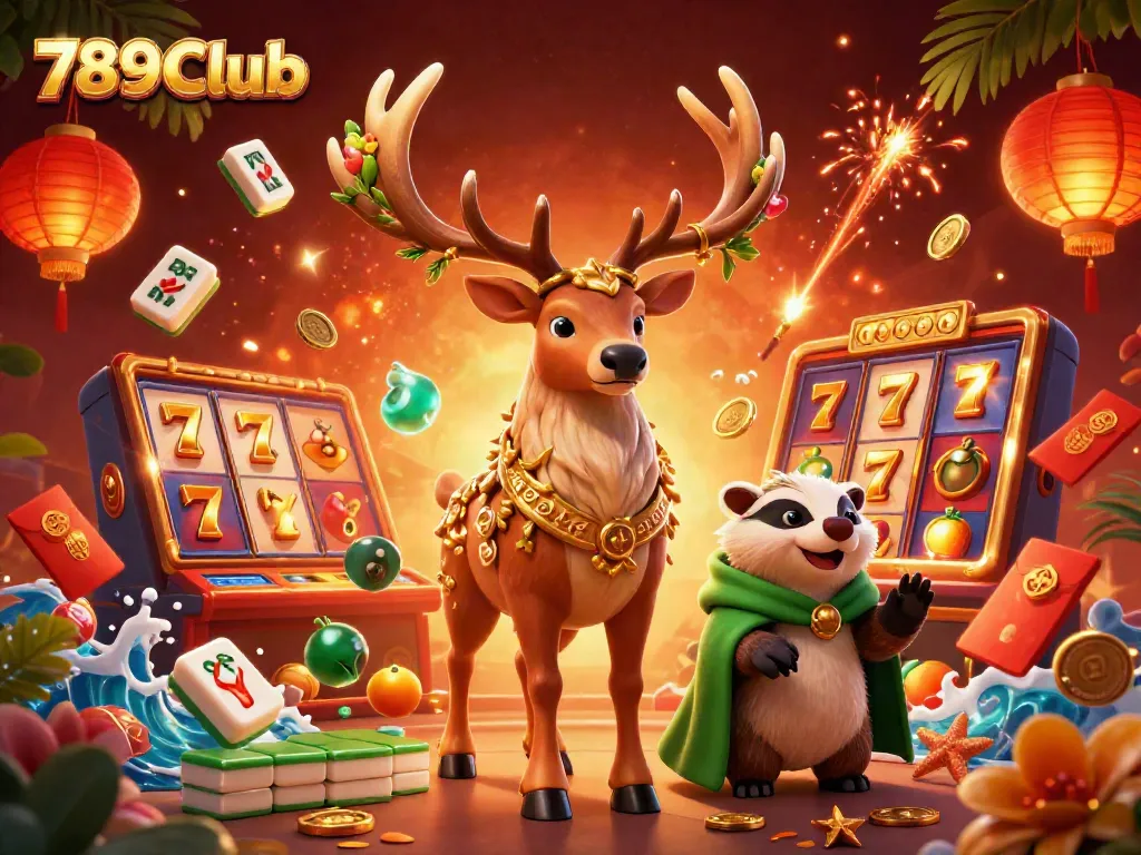 Experience the excitement of casino gaming with 789Club's vibrant 3D illustration featuring elements of a lively gaming atmosphere.