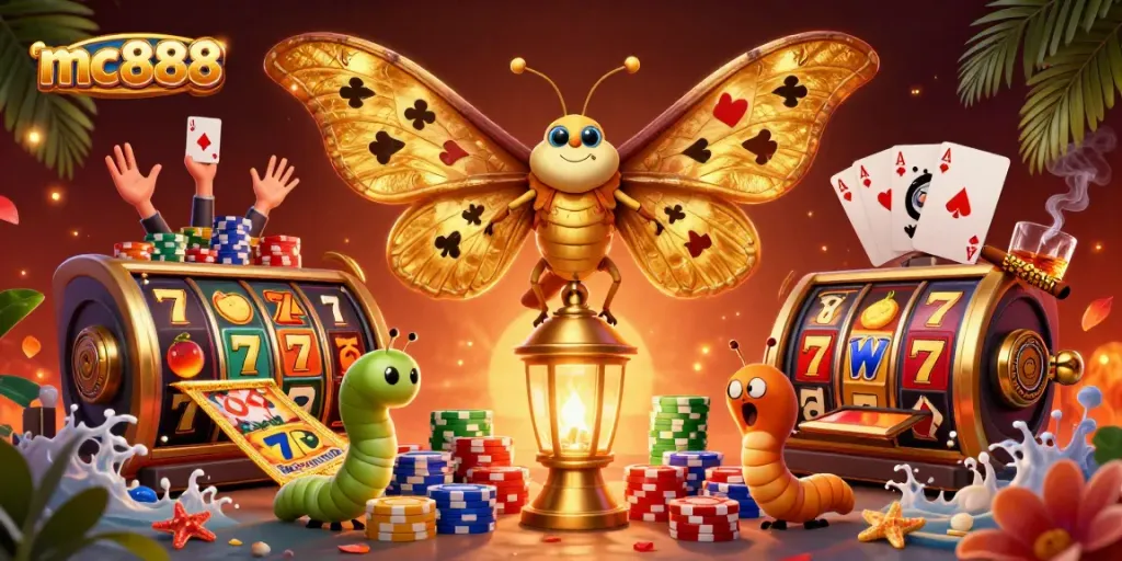 Mainkan slot gacor di mc888 dengan ilustrasi indah yang menampilkan karakter kelinci bermain dan elemen kasino yang memukau.