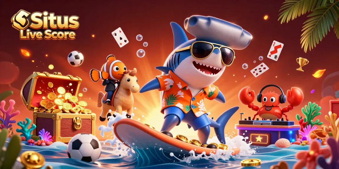 Situs Live Score showcases exciting sports action with vibrant characters and gaming elements.