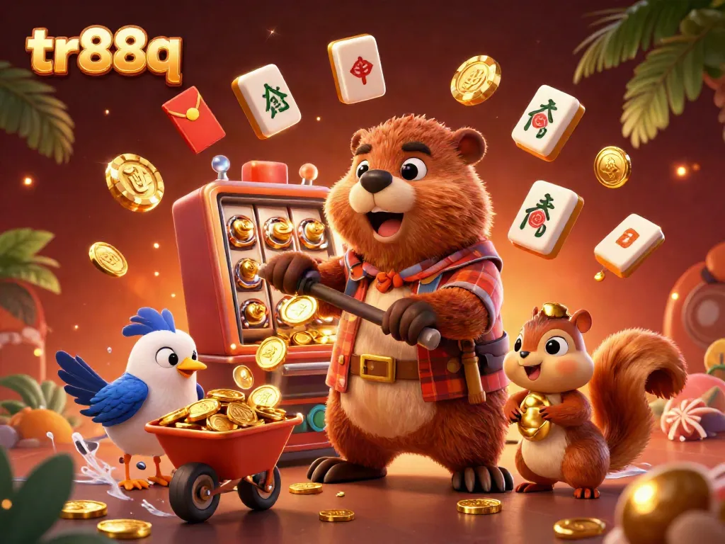 Experience the thrill of winning at tr88q with golden coins raining from a slot machine.