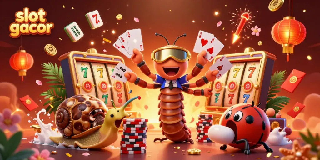 Experience the thrilling action of slot gacor with a vibrant dealer and high rollers in a festive casino atmosphere.
