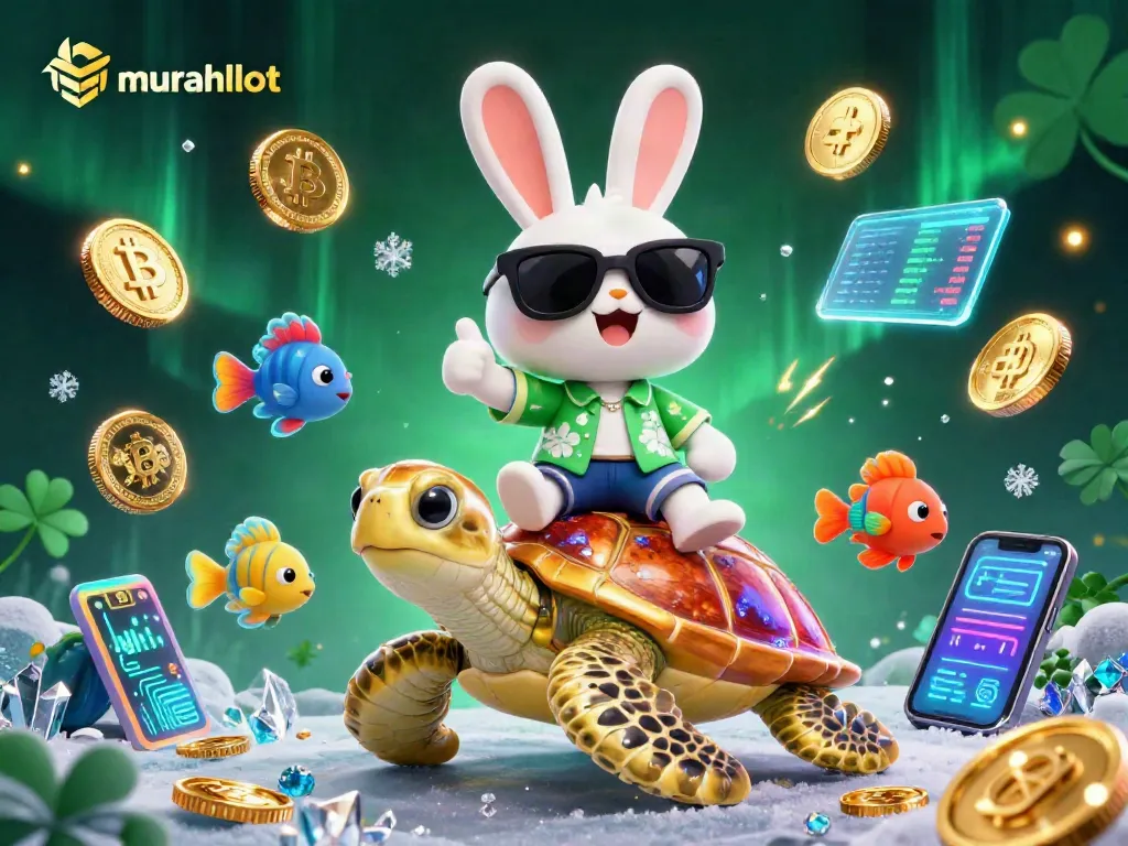 Play thrilling slots at murahslot with lucky rabbit and golden turtle in vibrant 3D scene.